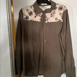 Floral Panel Button-Up Shirt